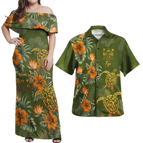 Fiji Coat Of Arm Polynesian Pattern Combo Dress And Shirt Tropical Summer