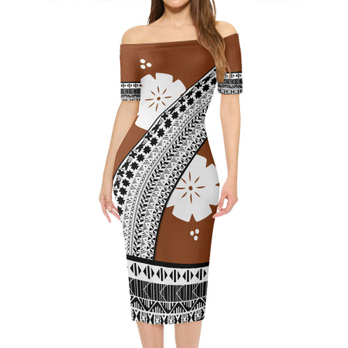 Fiji Short Sleeve Off The Shoulder Lady Dress Masi Curve