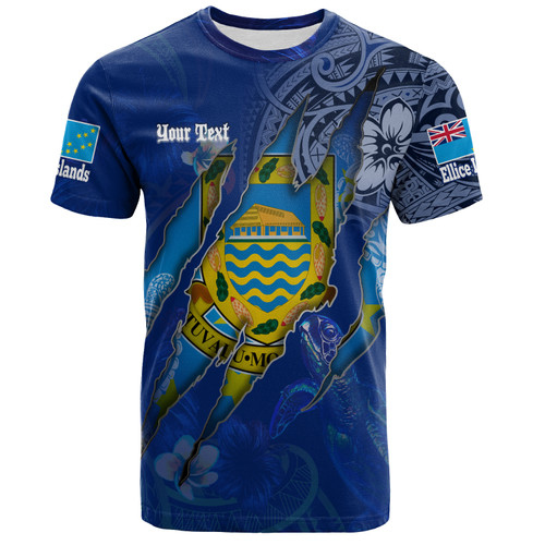 Tuvalu T-Shirt Custom Tuvaluan Blood Inside Me Polynesian Sleeve Tattoo Tropical Blue