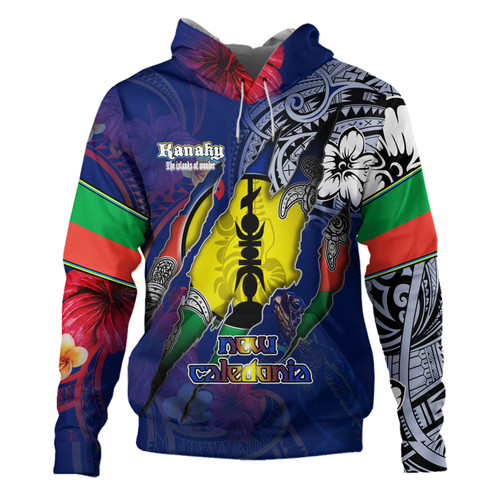 New Caledonia Hoodie Custom New Caledonian Blood Inside Me Polynesian Sleeve Tattoo Tropical Blue