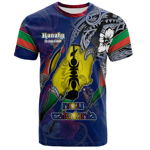 New Caledonia T-Shirt Custom New Caledonian Blood Inside Me Polynesian Sleeve Tattoo Tropical Blue