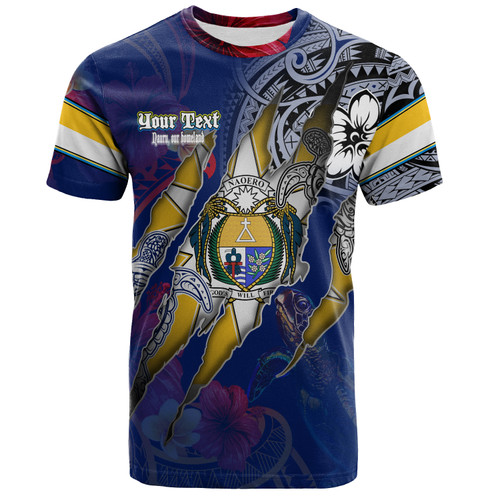 Nauru T-Shirt Custom Nauruan Blood Inside Me Polynesian Sleeve Tattoo Tropical Blue