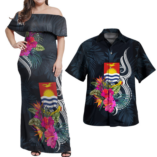 Kiribati Combo Off Shoulder Long Dress And Shirt Tropical Flower
