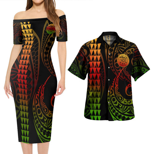 Kosrae Combo Short Sleeve Dress And Shirt Kakau Style Reggae