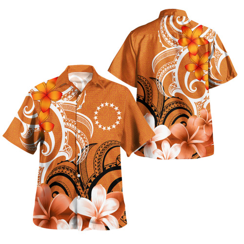Cook Islands Custom Personalised Hawaiian Shirt Polynesian Floral Spirit Orange