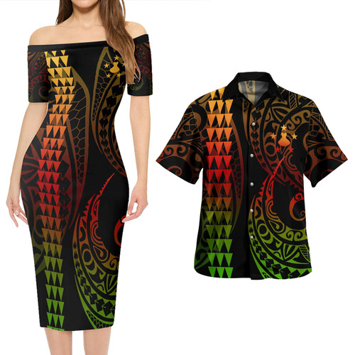 Austral Islands Combo Short Sleeve Dress And Shirt Kakau Style Reggae