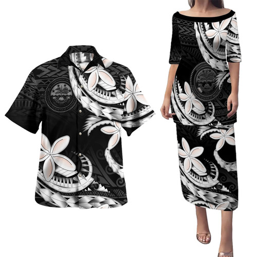 Federated States Of Micronesia Combo Puletasi And Shirt Polynesian Patterns Plumeria Flowers Special Style