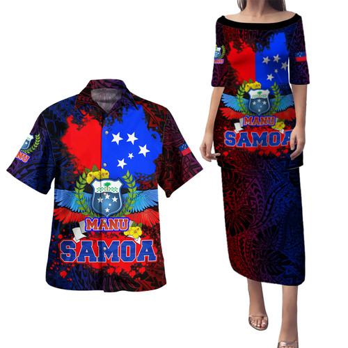 Samoa Combo Puletasi And Shirt Manu Wings Color Flag Style