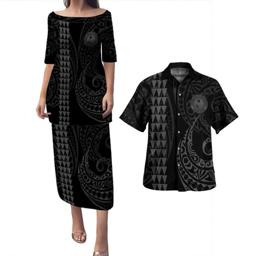 Chuuk State Combo Puletasi And Shirt Kakau Style Grey