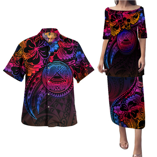 American Samoa Combo Puletasi And Shirt Rainbow Style