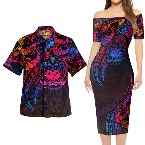 Samoa Combo Short Sleeve Dress And Shirt Rainbow Style