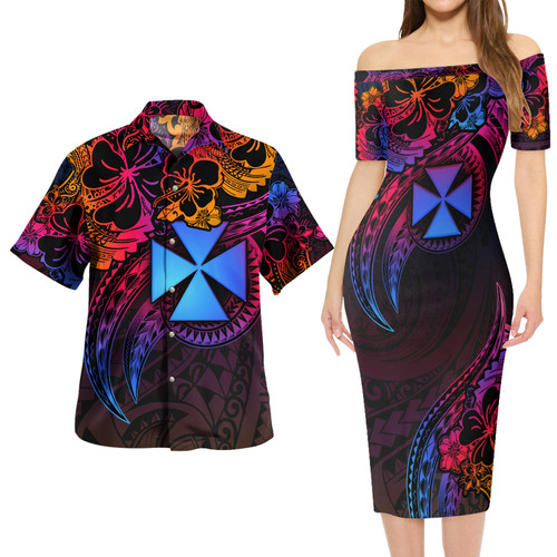 Wallis And Futuna Combo Short Sleeve Dress And Shirt Rainbow Style