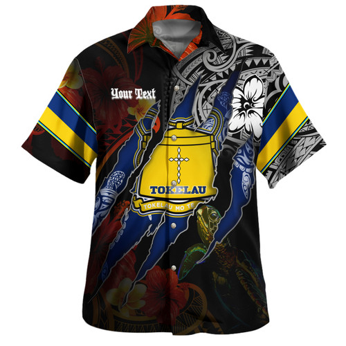 Tokelau Hawaiian Shirt Custom Tokelauan Blood Inside Me Polynesian Sleeve Tattoo Tropical Black