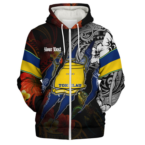 Tokelau Sherpa Hoodie Custom Tokelauan Blood Inside Me Polynesian Sleeve Tattoo Tropical Black