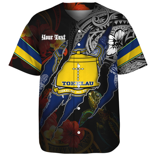 Tokelau Baseball Shirt Custom Tokelauan Blood Inside Me Polynesian Sleeve Tattoo Tropical Black