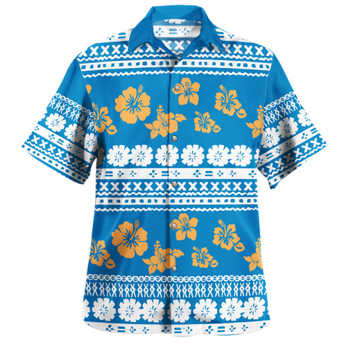 Fiji Hawaiian Shirt Tapa Flower Fabric Print