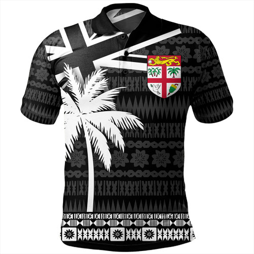 Fiji Polo Shirt Flag With Coconut Black Style