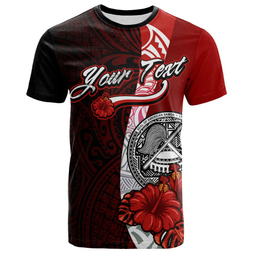 American Samoa Polynesian Custom Personalised T-shirt - Arm With Hibiscus 1