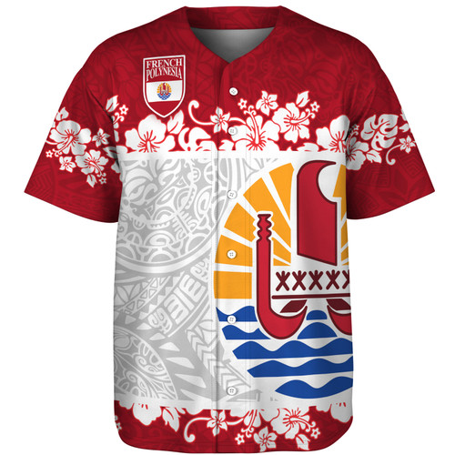 French Polynesia Baseball Shirt Seal With Plumeria Flowers Polyneasia Patterns