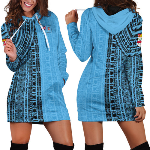 Fiji Hoodie Dress Bula Pattern Half Concept