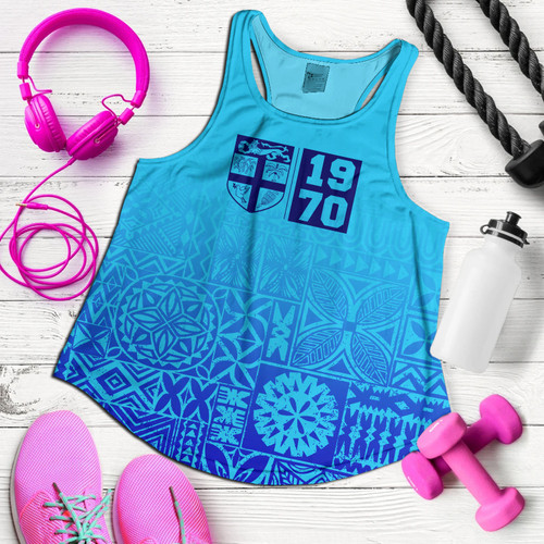 Fiji Women Tank Fiji Independence 1970 Tapa Style