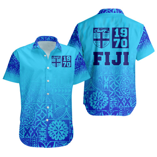 Fiji Short Sleeve Shirt Fiji Independence 1970 Tapa Style