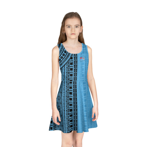Fiji Girls Sleeveless Sundress Bula Pattern Half Concept