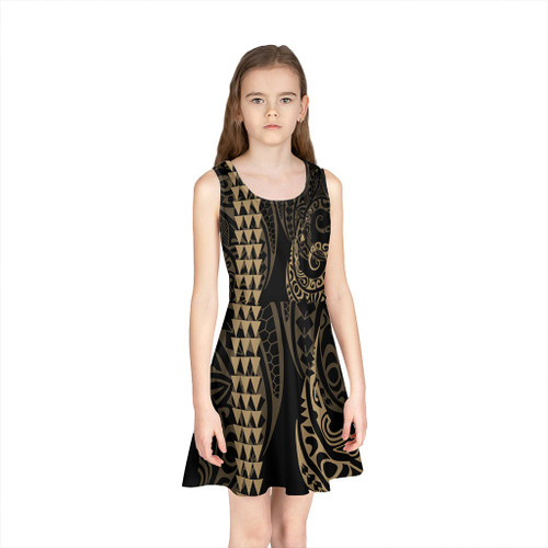 Hawaii Girls Sleeveless Sundress Kakau Style Gold