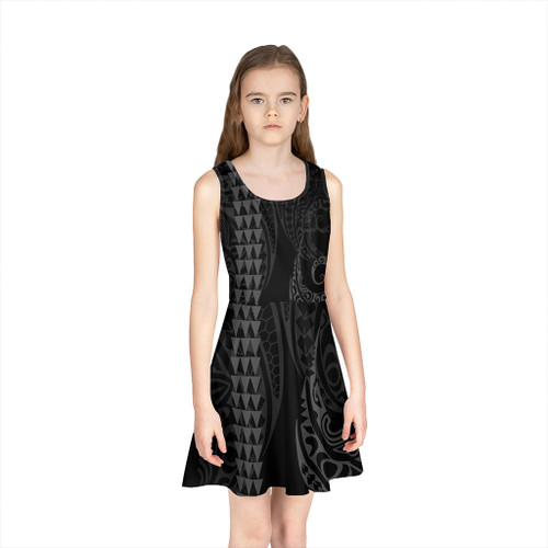 Tokelau Girls Sleeveless Sundress Kakau Style Grey