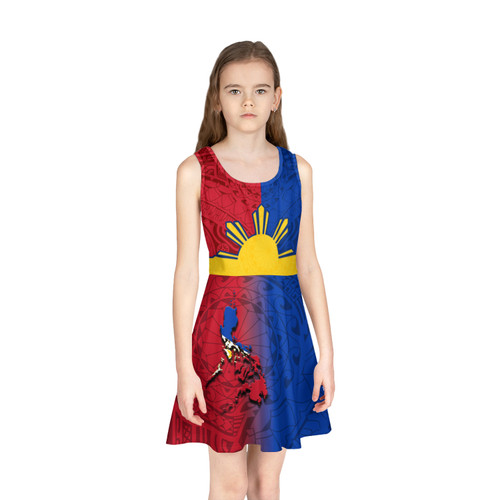 Philippines Filipinos Girls Sleeveless Sundress Sun With Map