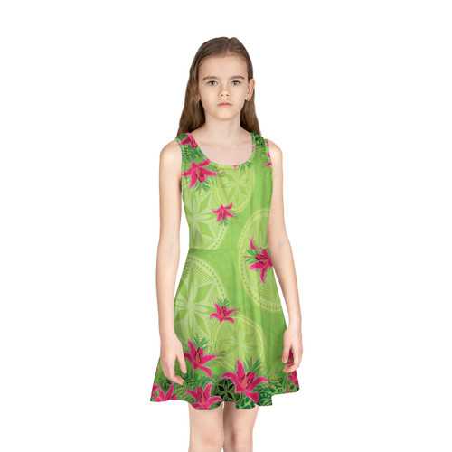Hawaii Girls Sleeveless Sundress Lily Flowers