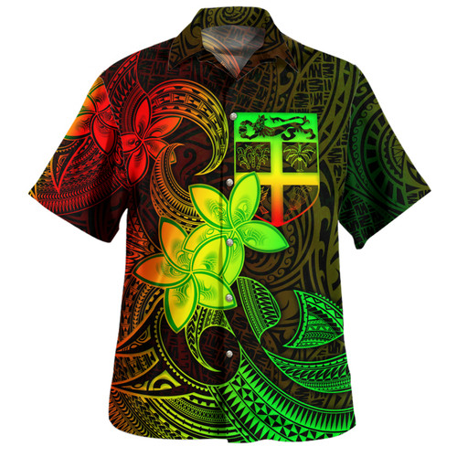 Fiji Hawaiian Shirt Plumeria Flowers Vintage Style Reggae Colors