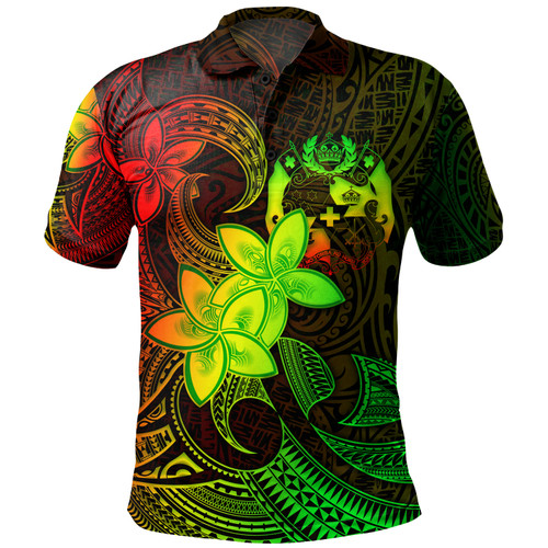 Tonga Polo Shirt Plumeria Flowers Vintage Style Reggae Colors