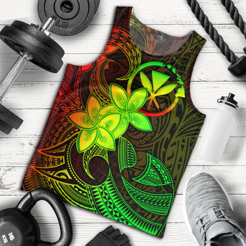 Hawaii Kanaka Maoli Tank Top Plumeria Flowers Vintage Style Reggae Colors