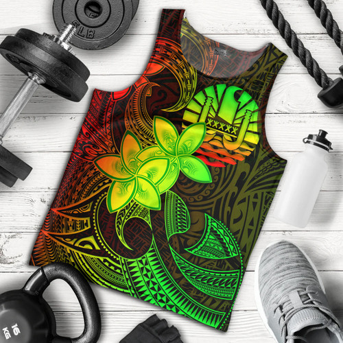 Tahiti Tank Top Plumeria Flowers Vintage Style Reggae Colors