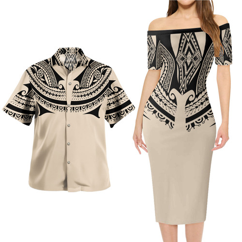 Polynesian Combo Short Sleeve Dress And Shirt Polynesian Tattoo Style