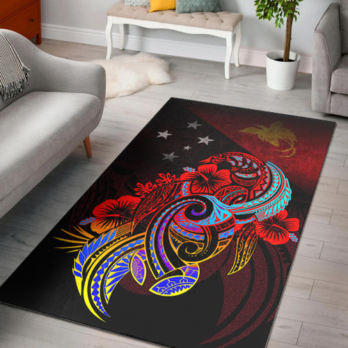 Papua New Guinea Area Rug Birds Of Paradise With Flag Color Style