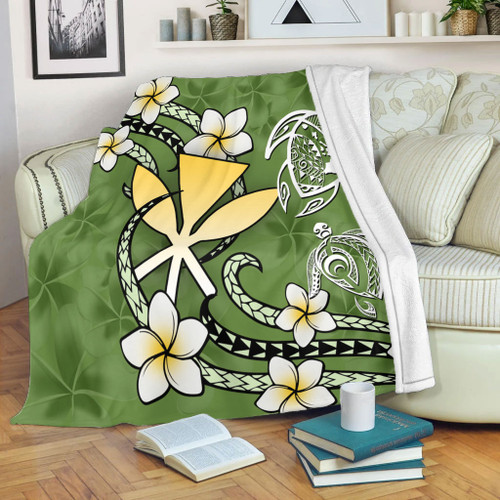 Hawaii Premium Blanket Kanaka And Turtle Map Plumeria Polynesia