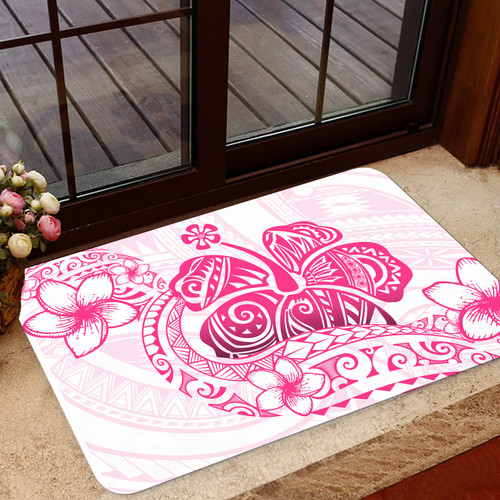 Hawaii Door Mat Pink Hibiscus And Plumeria Flowers Polynesian Decor