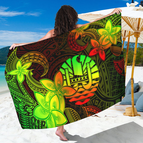 Tahiti Sarong Plumeria Flowers Vintage Style Reggae Colors
