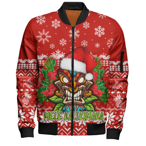 Hawaii Bomber Jacket Christmas Tiki Polynesian Pattern