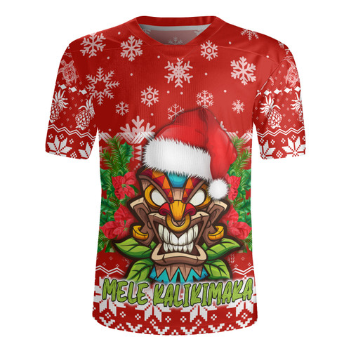 Hawaii Rugby Jersey Christmas Tiki Polynesian Pattern
