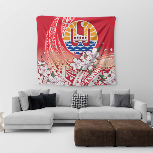 Tahiti Tapestry Polynesian Pattern Style White Flowers