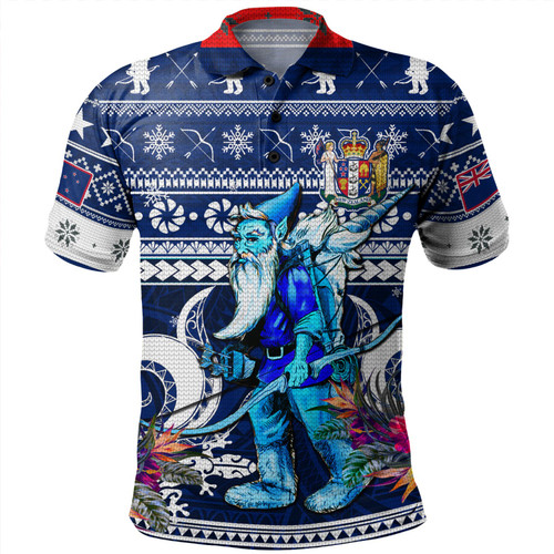 New Zealand Polo Shirt Custom Meri Kirihimete Ugly Christmas Gnome Packing Out a Unicorn