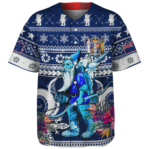 New Zealand Baseball Shirt Custom Meri Kirihimete Ugly Christmas Gnome Packing Out a Unicorn