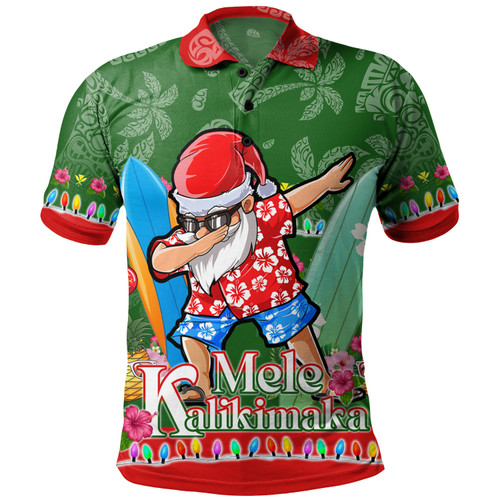Hawaii Polo Shirt Mele Kalikimaka Dabbing Santa Christmas Style