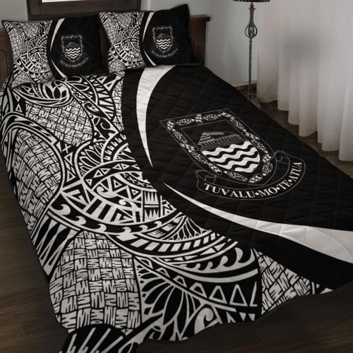 Tuvalu Quilt Bed Set Lauhala White Circle Style