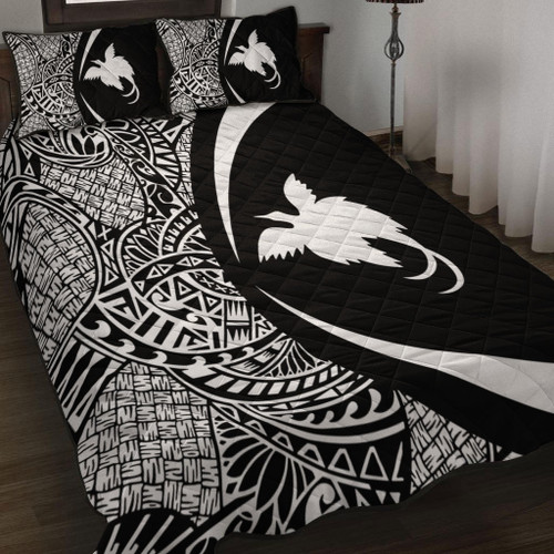Papua New Guinea Quilt Bed Set Lauhala White Circle Style