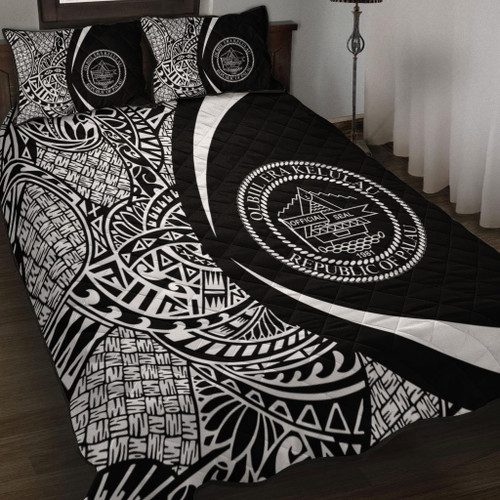 Palau Quilt Bed Set Lauhala White Circle Style
