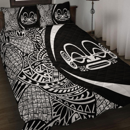 Marquesas Islands Quilt Bed Set Lauhala White Circle Style